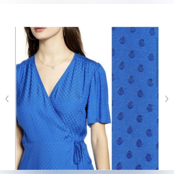 Leith metallic Royal Blue Wrap Dress - size XS - Picture 3 of 8